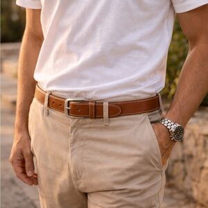 Manetti Leather Belt Brown Genuine Leather Classic Casual Size 110 / 44 Office